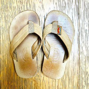 Authentic Rainbow Flip Flops Toddler Sandal 7/8 Tan Sierra